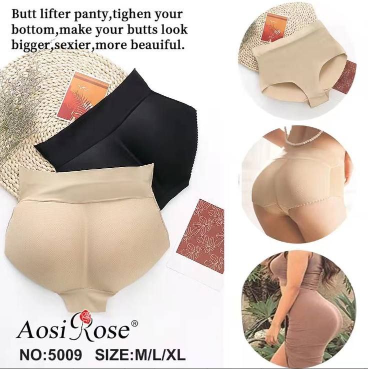 بانتيهات داخلية مبطنة لرفع المؤخرة للنساء ، وسادات مؤخرة بدون خياطة لتعزيز الهيب البيج والاسود اللون، ملابس داخلية مبطنة لتشكيل الجسم والتحكم في البطن هاي ويست
