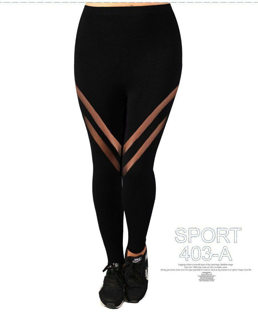 ليجن رياضي مطاطي للنساء   تصميم شرايط من الفخد شيفون شفاف جديد وحصري