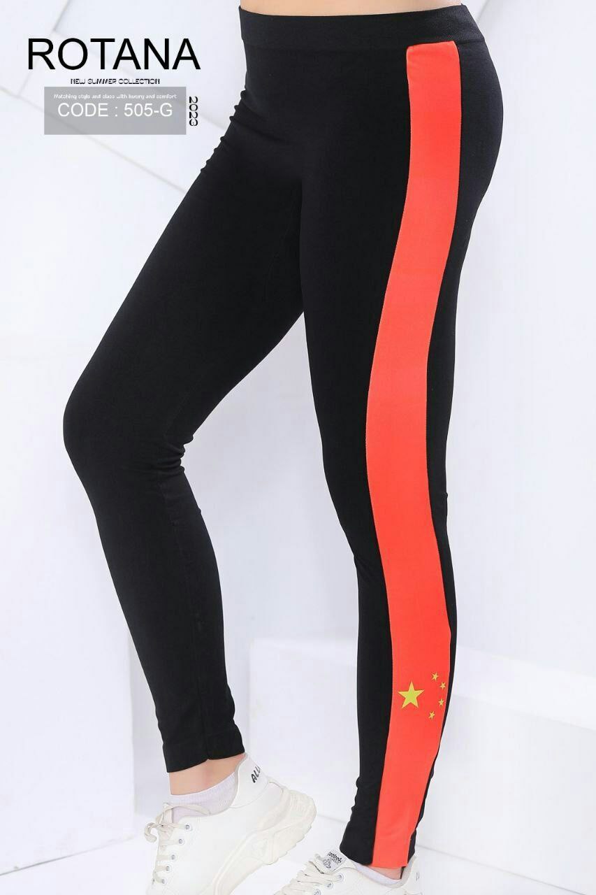 ليجن رياضي نسائي بخصر عالٍ وخامة مرنة مع شريط زجانبي بلون  جذاب - مثالي للتمارين والارتداء اليومي للبنات والنساء من rotana