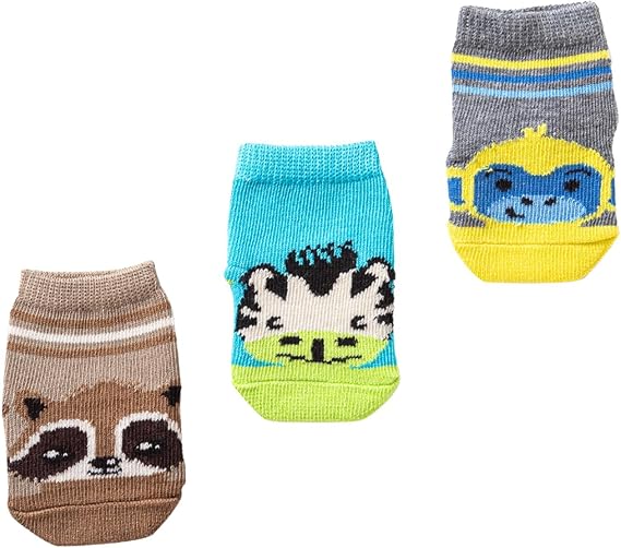 شرابات قطنية بطبعة حيوانات للأطفال من قطونيل، مجموعة من 3 قطع Newborn