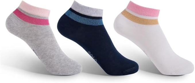 شرابات عصرية للأحذية الرياضية للبنات من سولو، عبوة من 3 قطع