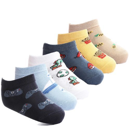 Solo سولو - (6) شرابات أساسية قصيرة مطبوعه ناعمة - للاطفال