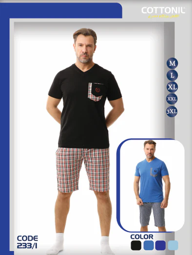 بيجامة صيفي رجالي ( بنتاكور+ تيشيرت )