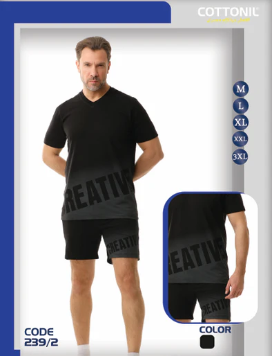 بيجامة صيفي رجالي ( شورت+ تيشيرت )