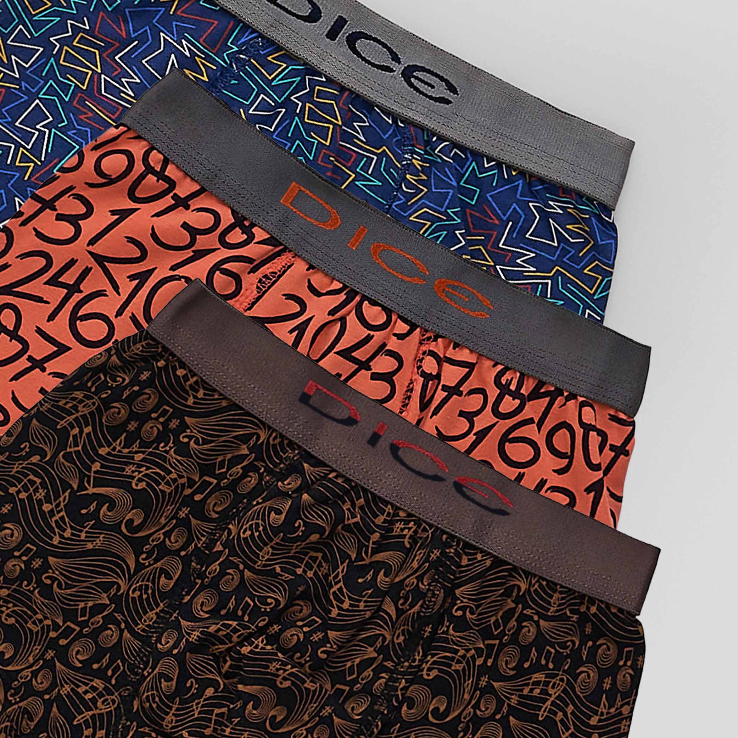 بوكسر أولادي مطبوع دايس 3 قطع قطن