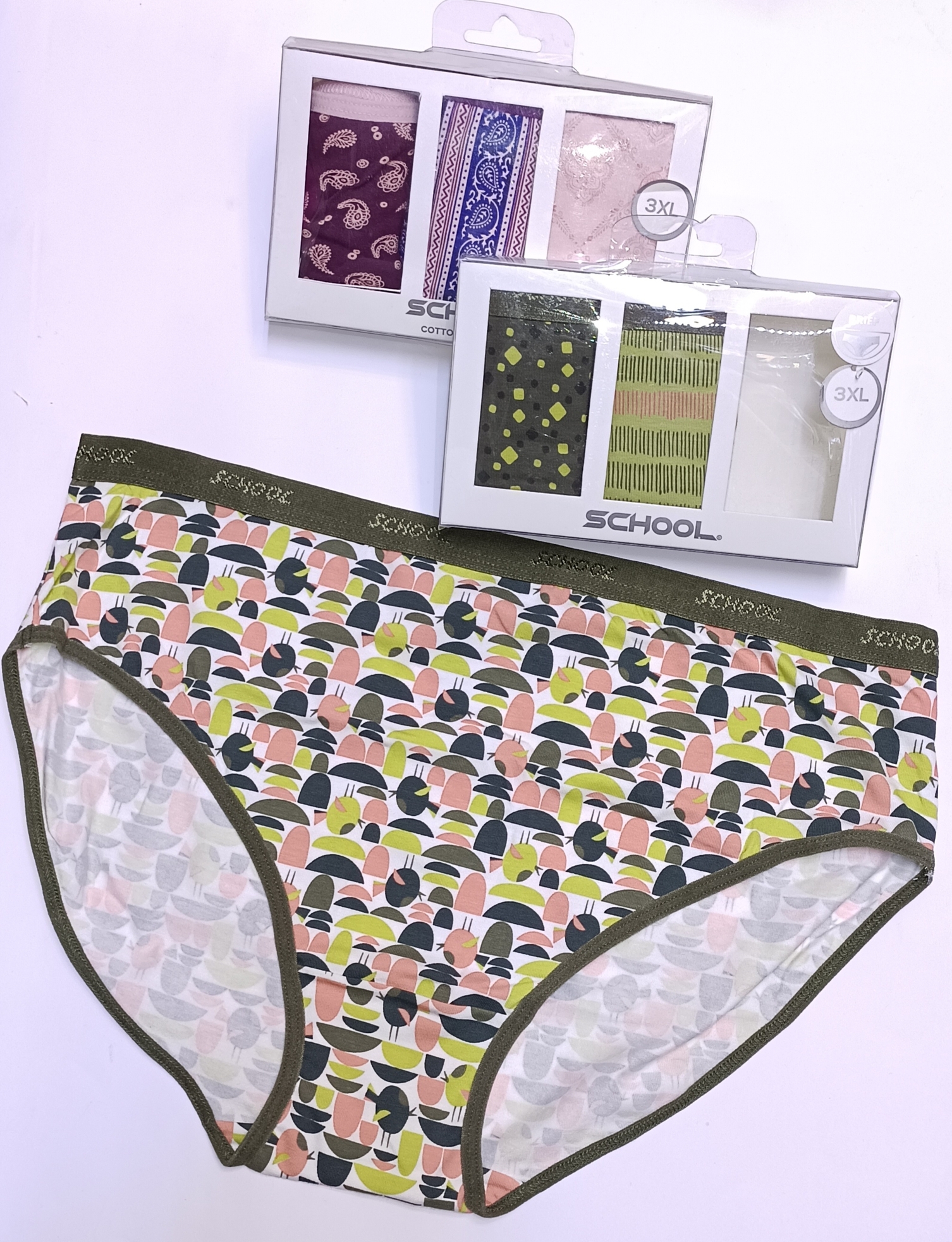 طقم بانتي نسائي قطن  مرتفع الخصر - 3 قطع