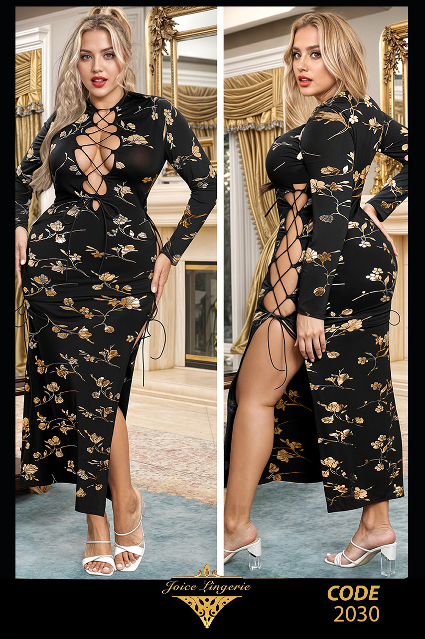 قميص  نوم طويل بورده ذهبي